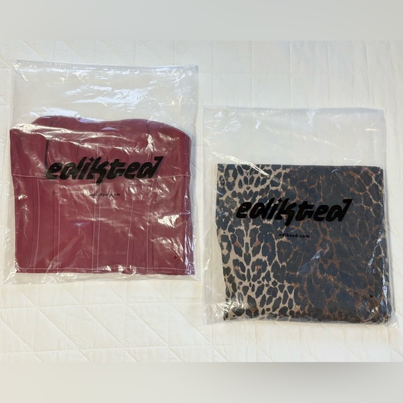 SOLD - DO NOT BUY - Bundle Burgundy Vegan Leather Corset and Leopard Baggy Jeans - Picture 8 of 13